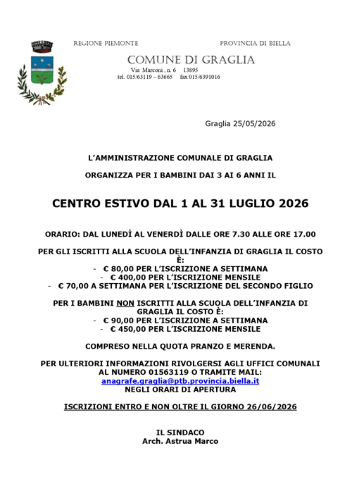 Centro Estivo Scuola dellInfanzia â€“ Luglio 2026