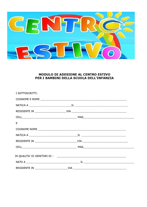 Centro Estivo Scuola dell’Infanzia – Luglio 2026