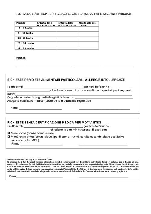 Centro Estivo Scuola dell’Infanzia – Luglio 2026