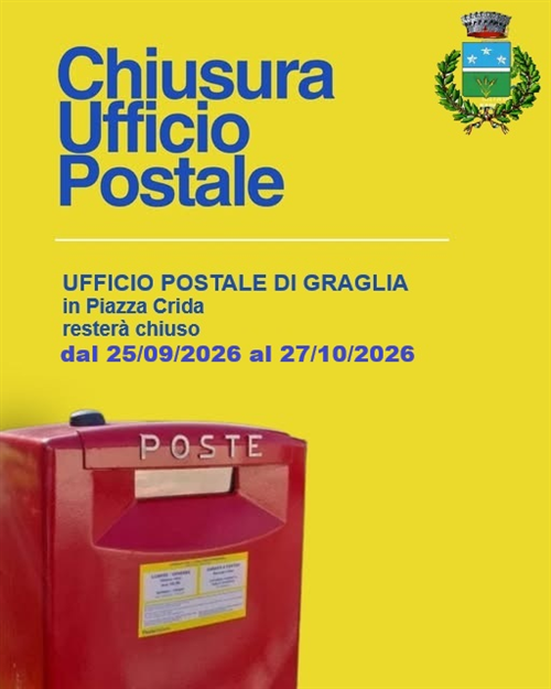 Chiusura Ufficio Postale di Graglia